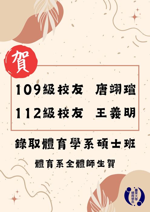 【榮譽榜】113學年度碩士班錄取名單圖片