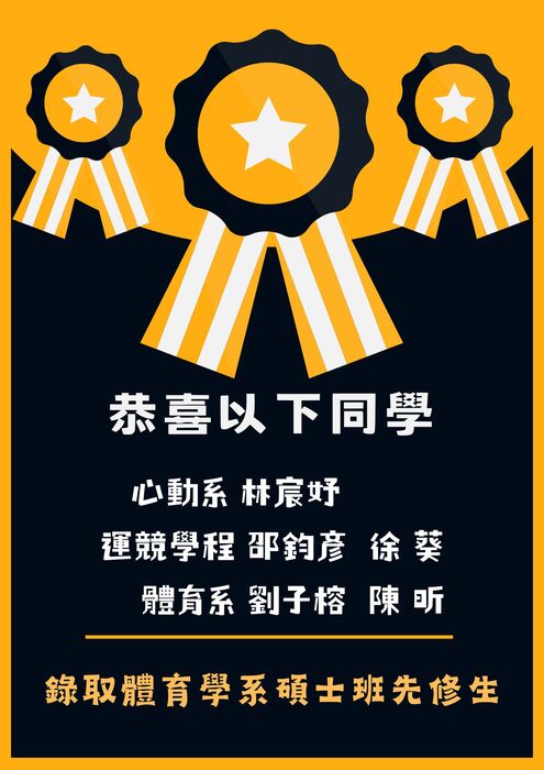 【榮譽榜】113學年度體育學系碩士班先修生通過名單圖片