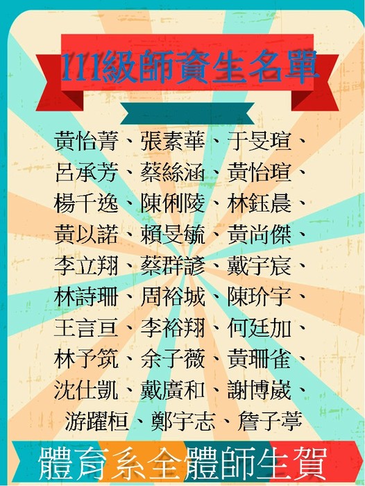 【賀!】111級師資生名單圖片