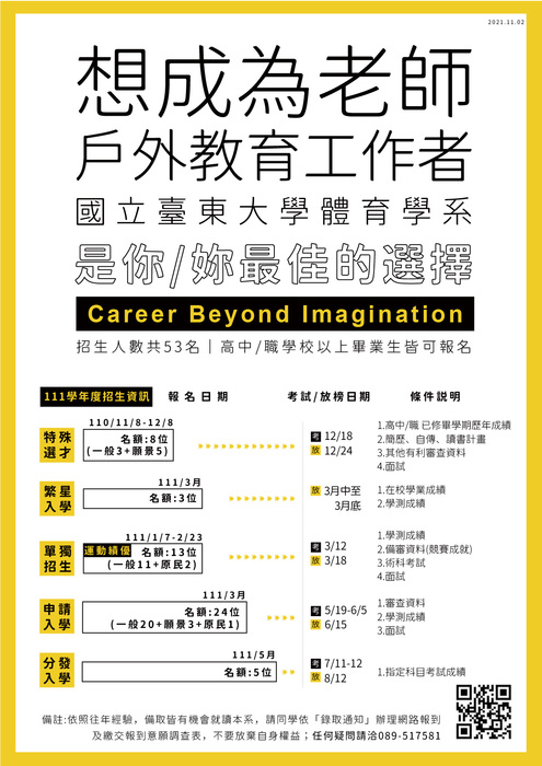 【體育學系】111學年度招生五管道圖片